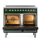 ILVE Nostalgie II 40-Inch Induction Range with 6 Induction Elements, 4.3 cu. ft. Oven, Emerald Green with Chrome Trim, Triple Glass Door, UPDI406NMPEGC