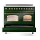 ILVE Nostalgie II 40-Inch Induction Range with 6 Induction Elements, 4.3 cu. ft. Oven, Emerald Green with Brass Trim, Triple Glass Door, UPDI406NMPEGG