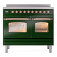 ILVE Nostalgie II 40-Inch Induction Range with 6 Induction Elements, 4.3 cu. ft. Oven, Emerald Green with Copper Trim, Triple Glass Door, UPDI406NMPEGP