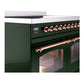 ILVE Nostalgie II 40-Inch Induction Range with 6 Induction Elements, 4.3 cu. ft. Oven, Emerald Green with Copper Trim, Triple Glass Door, UPDI406NMPEGP