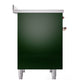 ILVE Nostalgie II 40-Inch Induction Range with 6 Induction Elements, 4.3 cu. ft. Oven, Emerald Green with Copper Trim, Triple Glass Door, UPDI406NMPEGP