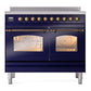 ILVE Nostalgie II 40-Inch Induction Range with 6 Induction Elements, 4.3 cu. ft. Oven, Midnight Blue with Burnished Trim, Triple Glass Door, UPDI406NMPMBB
