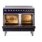 ILVE Nostalgie II 40-Inch Induction Range with 6 Induction Elements, 4.3 cu. ft. Oven, Midnight Blue with Burnished Trim, Triple Glass Door, UPDI406NMPMBB
