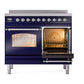 ILVE Nostalgie II 40-Inch Induction Range with 6 Induction Elements, 4.3 cu. ft. Oven, Midnight Blue with Chrome Trim, Triple Glass Door, UPDI406NMPMBC