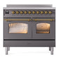 ILVE Nostalgie II 40-Inch Induction Range with 6 Induction Elements, 4.3 cu. ft. Oven, Graphite Matte with Brass Trim, Triple Glass Door, UPDI406NMPMGG