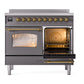 ILVE Nostalgie II 40-Inch Induction Range with 6 Induction Elements, 4.3 cu. ft. Oven, Graphite Matte with Brass Trim, Triple Glass Door, UPDI406NMPMGG