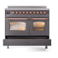 ILVE Nostalgie II 40-Inch Induction Range with 6 Induction Elements, 4.3 cu. ft. Oven, Graphite Matte with Copper Trim, Triple Glass Door, UPDI406NMPMGP