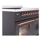 ILVE Nostalgie II 40-Inch Induction Range with 6 Induction Elements, 4.3 cu. ft. Oven, Graphite Matte with Copper Trim, Triple Glass Door, UPDI406NMPMGP