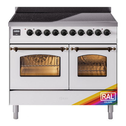 ILVE Nostalgie II 40-Inch Induction Range with 6 Induction Elements, 4.3 cu. ft. Oven, RAL with Burnished Trim, Triple Glass Door, UPDI406NMPRAB