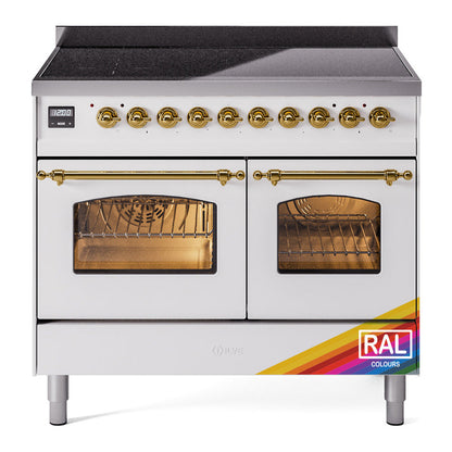 ILVE Nostalgie II 40-Inch Induction Range with 6 Induction Elements, 4.3 cu. ft. Oven, RAL with Brass Trim, Triple Glass Door, UPDI406NMPRAG