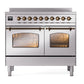 ILVE Nostalgie II 40-Inch Induction Range with 6 Induction Elements, 4.3 cu. ft. Oven, Stainless Steel with Burnished Trim, Triple Glass Door, UPDI406NMPSSB