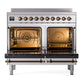 ILVE Nostalgie II 40-Inch Induction Range with 6 Induction Elements, 4.3 cu. ft. Oven, Stainless Steel with Burnished Trim, Triple Glass Door, UPDI406NMPSSB