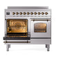 ILVE Nostalgie II 40-Inch Induction Range with 6 Induction Elements, 4.3 cu. ft. Oven, Stainless Steel with Burnished Trim, Triple Glass Door, UPDI406NMPSSB