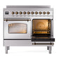 ILVE Nostalgie II 40-Inch Induction Range with 6 Induction Elements, 4.3 cu. ft. Oven, Stainless Steel with Burnished Trim, Triple Glass Door, UPDI406NMPSSB