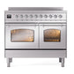 ILVE Nostalgie II 40-Inch Induction Range with 6 Induction Elements, 4.3 cu. ft. Oven, Stainless Steel with Chrome Trim, Triple Glass Door, UPDI406NMPSSC