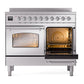 ILVE Nostalgie II 40-Inch Induction Range with 6 Induction Elements, 4.3 cu. ft. Oven, Stainless Steel with Chrome Trim, Triple Glass Door, UPDI406NMPSSC