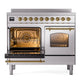 ILVE Nostalgie II 40-Inch Induction Range with 6 Induction Elements, 4.3 cu. ft. Oven, Stainless Steel with Brass Trim, Triple Glass Door, UPDI406NMPSSG