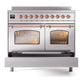 ILVE Nostalgie II 40-Inch Induction Range with 6 Induction Elements, 4.3 cu. ft. Oven, Stainless Steel with Copper Trim, Triple Glass Door, UPDI406NMPSSP