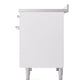 ILVE Nostalgie II 40-Inch Induction Range with 6 Induction Elements, 4.3 cu. ft. Oven, White with Chrome Trim, Triple Glass Door, UPDI406NMPWHC
