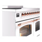 ILVE Nostalgie II 40-Inch Induction Range with 6 Induction Elements, 4.3 cu. ft. Oven, White with Copper Trim, Triple Glass Door, UPDI406NMPWHP