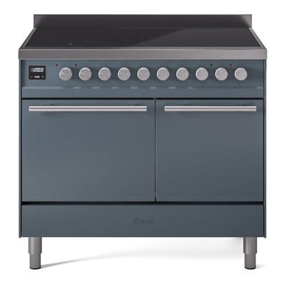 ILVE Professional Plus II 40-Inch Induction Range with 6 Induction Elements, 4.3 cu. ft. Oven, Blue Grey, Solid Door, UPDI406QMPBG