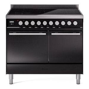 ILVE Professional Plus II 40-Inch Induction Range with 6 Induction Elements, 4.3 cu. ft. Oven, Glossy Black, Solid Door, UPDI406QMPBK