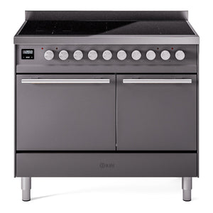 ILVE Professional Plus II 40-Inch Induction Range with 6 Induction Elements, 4.3 cu. ft. Oven, Graphite Matte, Solid Door, UPDI406QMPMG