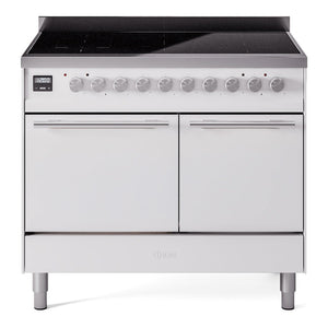 ILVE Professional Plus II 40-Inch Induction Range with 6 Induction Elements, 4.3 cu. ft. Oven, White, Solid Door, UPDI406QMPWH