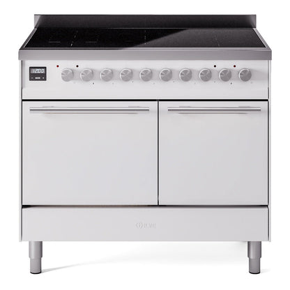 ILVE Professional Plus II 40-Inch Induction Range with 6 Induction Elements, 4.3 cu. ft. Oven, White, Solid Door, UPDI406QMPWH