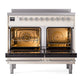 ILVE Nostalgie II 40-Inch Induction Range with 6 Induction Elements, 4.3 cu. ft. Oven, Antique White with Chrome Trim, Solid Door, UPDI406QNMPAWC