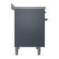 ILVE Nostalgie II 40-Inch Induction Range with 6 Induction Elements, 4.3 cu. ft. Oven, Blue Grey with Brass Trim, Solid Door, UPDI406QNMPBGG