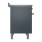 ILVE Nostalgie II 40-Inch Induction Range with 6 Induction Elements, 4.3 cu. ft. Oven, Blue Grey with Copper Trim, Solid Door, UPDI406QNMPBGP