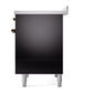 ILVE Nostalgie II 40-Inch Induction Range with 6 Induction Elements, 4.3 cu. ft. Oven, Glossy Black with Burnished Trim, Solid Door, UPDI406QNMPBKB