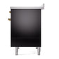 ILVE Nostalgie II 40-Inch Induction Range with 6 Induction Elements, 4.3 cu. ft. Oven, Glossy Black with Chrome Trim, Solid Door, UPDI406QNMPBKC