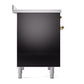 ILVE Nostalgie II 40-Inch Induction Range with 6 Induction Elements, 4.3 cu. ft. Oven, Glossy Black with Brass Trim, Solid Door, UPDI406QNMPBKG