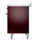ILVE Nostalgie II 40-Inch Induction Range with 6 Induction Elements, 4.3 cu. ft. Oven, Burgundy with Chrome Trim, Solid Door, UPDI406QNMPBUC