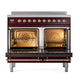 ILVE Nostalgie II 40-Inch Induction Range with 6 Induction Elements, 4.3 cu. ft. Oven, Burgundy with Copper Trim, Solid Door, UPDI406QNMPBUP