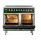 ILVE Nostalgie II 40-Inch Induction Range with 6 Induction Elements, 4.3 cu. ft. Oven, Emerald Green with Chrome Trim, Solid Door, UPDI406QNMPEGC