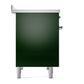 ILVE Nostalgie II 40-Inch Induction Range with 6 Induction Elements, 4.3 cu. ft. Oven, Emerald Green with Chrome Trim, Solid Door, UPDI406QNMPEGC