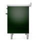 ILVE Nostalgie II 40-Inch Induction Range with 6 Induction Elements, 4.3 cu. ft. Oven, Emerald Green with Chrome Trim, Solid Door, UPDI406QNMPEGC