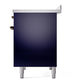 ILVE Nostalgie II 40-Inch Induction Range with 6 Induction Elements, 4.3 cu. ft. Oven, Midnight Blue with Burnished Trim, Solid Door, UPDI406QNMPMBB