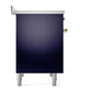 ILVE Nostalgie II 40-Inch Induction Range with 6 Induction Elements, 4.3 cu. ft. Oven, Midnight Blue with Brass Trim, Solid Door, UPDI406QNMPMBG