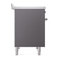 ILVE Nostalgie II 40-Inch Induction Range with 6 Induction Elements, 4.3 cu. ft. Oven, Graphite Matte with Chrome Trim, Solid Door, UPDI406QNMPMGC