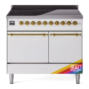 ILVE Nostalgie II 40-Inch Induction Range with 6 Induction Elements, 4.3 cu. ft. Oven, RAL with Brass Trim, Solid Door, UPDI406QNMPRAG
