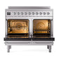 ILVE Nostalgie II 40-Inch Induction Range with 6 Induction Elements, 4.3 cu. ft. Oven, Stainless Steel with Chrome Trim, Solid Door, UPDI406QNMPSSC