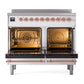ILVE Nostalgie II 40-Inch Induction Range with 6 Induction Elements, 4.3 cu. ft. Oven, White with Copper Trim, Solid Door, UPDI406QNMPWHP