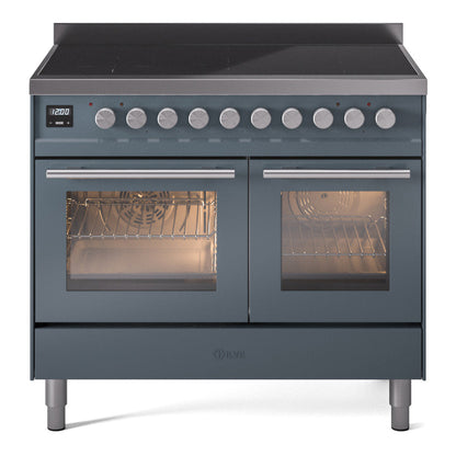 ILVE Professional Plus II 40-Inch Induction Range with 6 Induction Elements, 4.3 cu. ft. Oven, Blue Grey, Triple Glass Door, UPDI406WMPBG