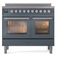 ILVE Professional Plus II 40-Inch Induction Range with 6 Induction Elements, 4.3 cu. ft. Oven, Blue Grey, Triple Glass Door, UPDI406WMPBG