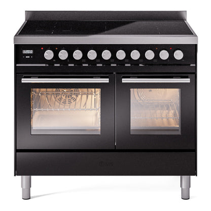 ILVE Professional Plus II 40-Inch Induction Range with 6 Induction Elements, 4.3 cu. ft. Oven, Glossy Black, Triple Glass Door, UPDI406WMPBK