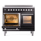 ILVE Professional Plus II 40-Inch Induction Range with 6 Induction Elements, 4.3 cu. ft. Oven, Glossy Black, Triple Glass Door, UPDI406WMPBK